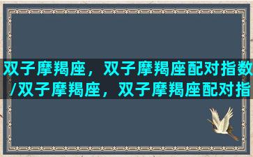 双子摩羯座，双子摩羯座配对指数/双子摩羯座，双子摩羯座配对指数-我的网站