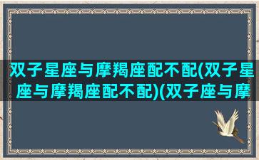 双子星座与摩羯座配不配(双子星座与摩羯座配不配)(双子座与摩羯座的配对指数)