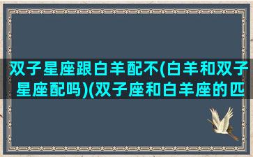 双子星座跟白羊配不(白羊和双子星座配吗)(双子座和白羊座的匹配度)