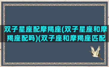 双子星座配摩羯座(双子星座和摩羯座配吗)(双子座和摩羯座匹配度)