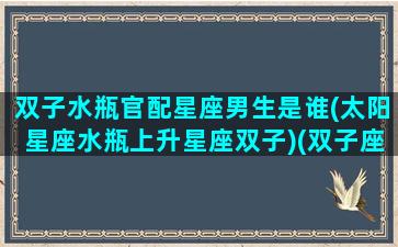 双子水瓶官配星座男生是谁(太阳星座水瓶上升星座双子)(双子座水瓶座匹配度)