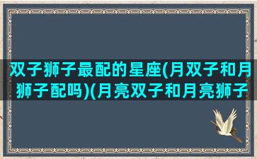 双子狮子最配的星座(月双子和月狮子配吗)(月亮双子和月亮狮子谈恋爱)