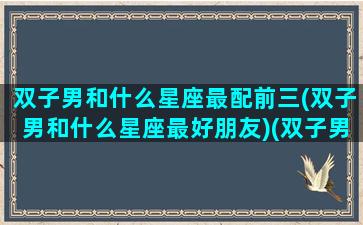 双子男和什么星座最配前三(双子男和什么星座最好朋友)(双子男跟什么星座最匹配)