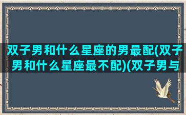 双子男和什么星座的男最配(双子男和什么星座最不配)(双子男与哪个星座最配)