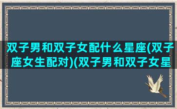 双子男和双子女配什么星座(双子座女生配对)(双子男和双子女星座最配)