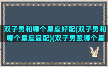 双子男和哪个星座好配(双子男和哪个星座最配)(双子男跟哪个星座配)