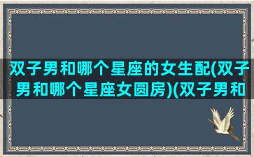 双子男和哪个星座的女生配(双子男和哪个星座女圆房)(双子男和什么星座的女生最配)