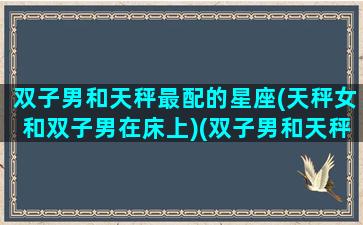 双子男和天秤最配的星座(天秤女和双子男在床上)(双子男和天秤女的爱情故事)