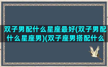 双子男配什么星座最好(双子男配什么星座男)(双子座男搭配什么星座最合适)