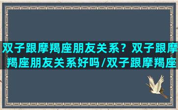 双子跟摩羯座朋友关系？双子跟摩羯座朋友关系好吗/双子跟摩羯座朋友关系？双子跟摩羯座朋友关系好吗-我的网站