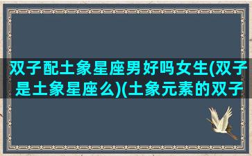 双子配土象星座男好吗女生(双子是土象星座么)(土象元素的双子座)