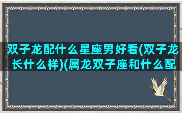 双子龙配什么星座男好看(双子龙长什么样)(属龙双子座和什么配)