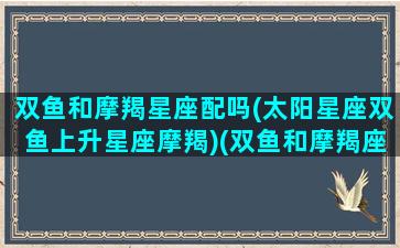 双鱼和摩羯星座配吗(太阳星座双鱼上升星座摩羯)(双鱼和摩羯座在一起合适吗)