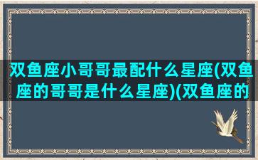 双鱼座小哥哥最配什么星座(双鱼座的哥哥是什么星座)(双鱼座的好兄弟)