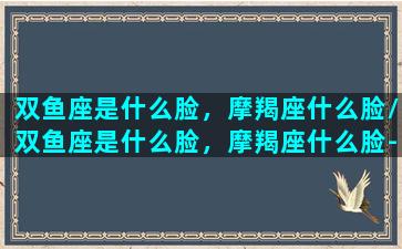 双鱼座是什么脸，摩羯座什么脸/双鱼座是什么脸，摩羯座什么脸-我的网站