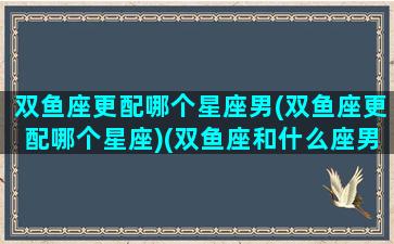 双鱼座更配哪个星座男(双鱼座更配哪个星座)(双鱼座和什么座男最配对)