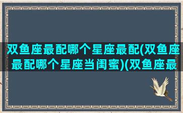 双鱼座最配哪个星座最配(双鱼座最配哪个星座当闺蜜)(双鱼座最般配的星座)