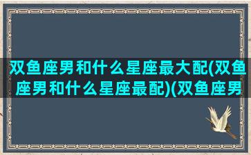 双鱼座男和什么星座最大配(双鱼座男和什么星座最配)(双鱼座男和什么星座比较配)