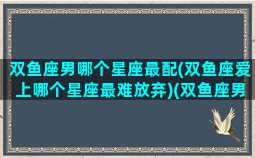 双鱼座男哪个星座最配(双鱼座爱上哪个星座最难放弃)(双鱼座男和什么星座男最配做朋友)