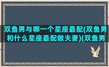 双鱼男与哪一个星座最配(双鱼男和什么星座最配做夫妻)(双鱼男和哪个星座绝配)