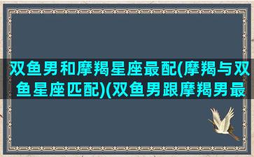 双鱼男和摩羯星座最配(摩羯与双鱼星座匹配)(双鱼男跟摩羯男最大的区别)