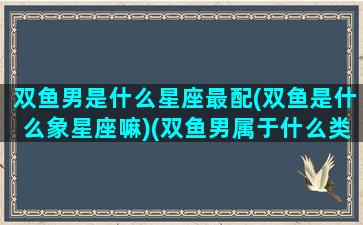 双鱼男是什么星座最配(双鱼是什么象星座嘛)(双鱼男属于什么类型)