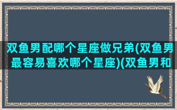 双鱼男配哪个星座做兄弟(双鱼男最容易喜欢哪个星座)(双鱼男和哪个星座最搭)