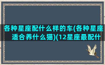 各种星座配什么样的车(各种星座适合养什么猫)(12星座最配什么跑车)