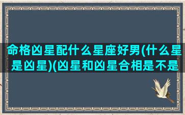 命格凶星配什么星座好男(什么星是凶星)(凶星和凶星合相是不是不好)