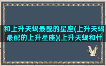 和上升天蝎最配的星座(上升天蝎最配的上升星座)(上升天蝎和什么星座配)