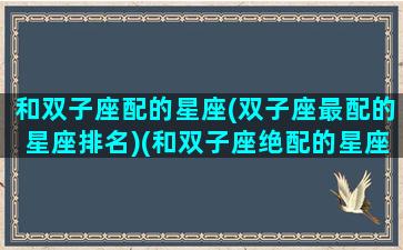 和双子座配的星座(双子座最配的星座排名)(和双子座绝配的星座)