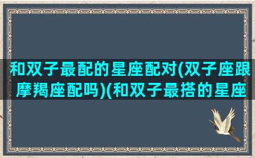 和双子最配的星座配对(双子座跟摩羯座配吗)(和双子最搭的星座是什么)