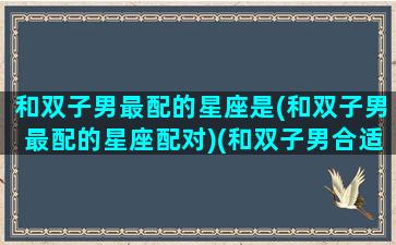 和双子男最配的星座是(和双子男最配的星座配对)(和双子男合适的星座)