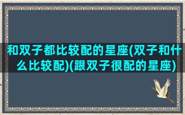 和双子都比较配的星座(双子和什么比较配)(跟双子很配的星座)