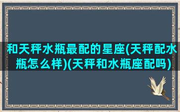 和天秤水瓶最配的星座(天秤配水瓶怎么样)(天秤和水瓶座配吗)