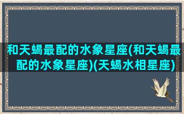 和天蝎最配的水象星座(和天蝎最配的水象星座)(天蝎水相星座)