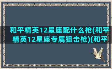 和平精英12星座配什么枪(和平精英12星座专属狙击枪)(和平精英十二星座专属武器搭配)