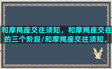 和摩羯座交往须知，和摩羯座交往的三个阶段/和摩羯座交往须知，和摩羯座交往的三个阶段-我的网站