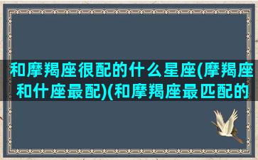 和摩羯座很配的什么星座(摩羯座和什座最配)(和摩羯座最匹配的星座是什么)