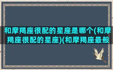 和摩羯座很配的星座是哪个(和摩羯座很配的星座)(和摩羯座最般配的是什么星座)