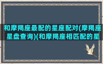 和摩羯座最配的星座配对(摩羯座星盘查询)(和摩羯座相匹配的星座)