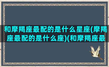 和摩羯座最配的是什么星座(摩羯座最配的是什么座)(和摩羯座最配的星座排名)