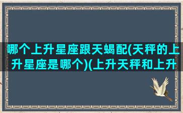 哪个上升星座跟天蝎配(天秤的上升星座是哪个)(上升天秤和上升天蝎的交界处)