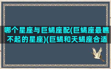 哪个星座与巨蝎座配(巨蝎座最瞧不起的星座)(巨蝎和天蝎座合适吗)