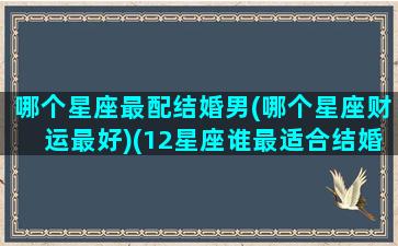 哪个星座最配结婚男(哪个星座财运最好)(12星座谁最适合结婚)