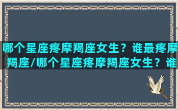 哪个星座疼摩羯座女生？谁最疼摩羯座/哪个星座疼摩羯座女生？谁最疼摩羯座-我的网站