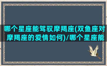 哪个星座能驾驭摩羯座(双鱼座对摩羯座的爱情如何)/哪个星座能驾驭摩羯座(双鱼座对摩羯座的爱情如何)-我的网站