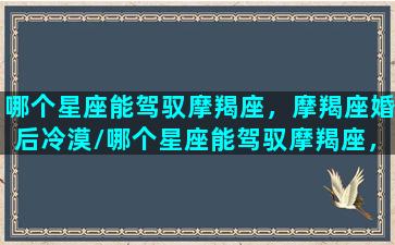 哪个星座能驾驭摩羯座，摩羯座婚后冷漠/哪个星座能驾驭摩羯座，摩羯座婚后冷漠-我的网站