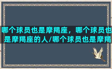 哪个球员也是摩羯座，哪个球员也是摩羯座的人/哪个球员也是摩羯座，哪个球员也是摩羯座的人-我的网站