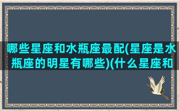 哪些星座和水瓶座最配(星座是水瓶座的明星有哪些)(什么星座和水瓶座)